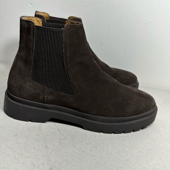 ZARA dark chocolate brown suede ankle pull-on boots men US size 44-10 - Picture 3 of 6